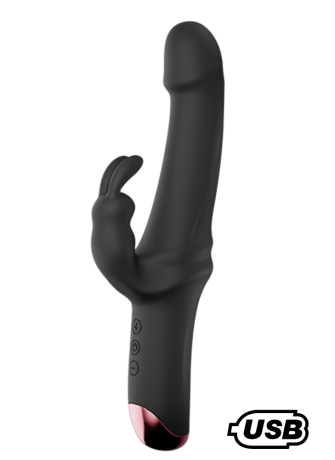 PLAYER, Vibromasseur Rabbit USB, silicone médical doux et lisse, doté de 10 modes de vibration - MS219BLK